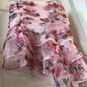 Scrunched flowy pink floral skirt